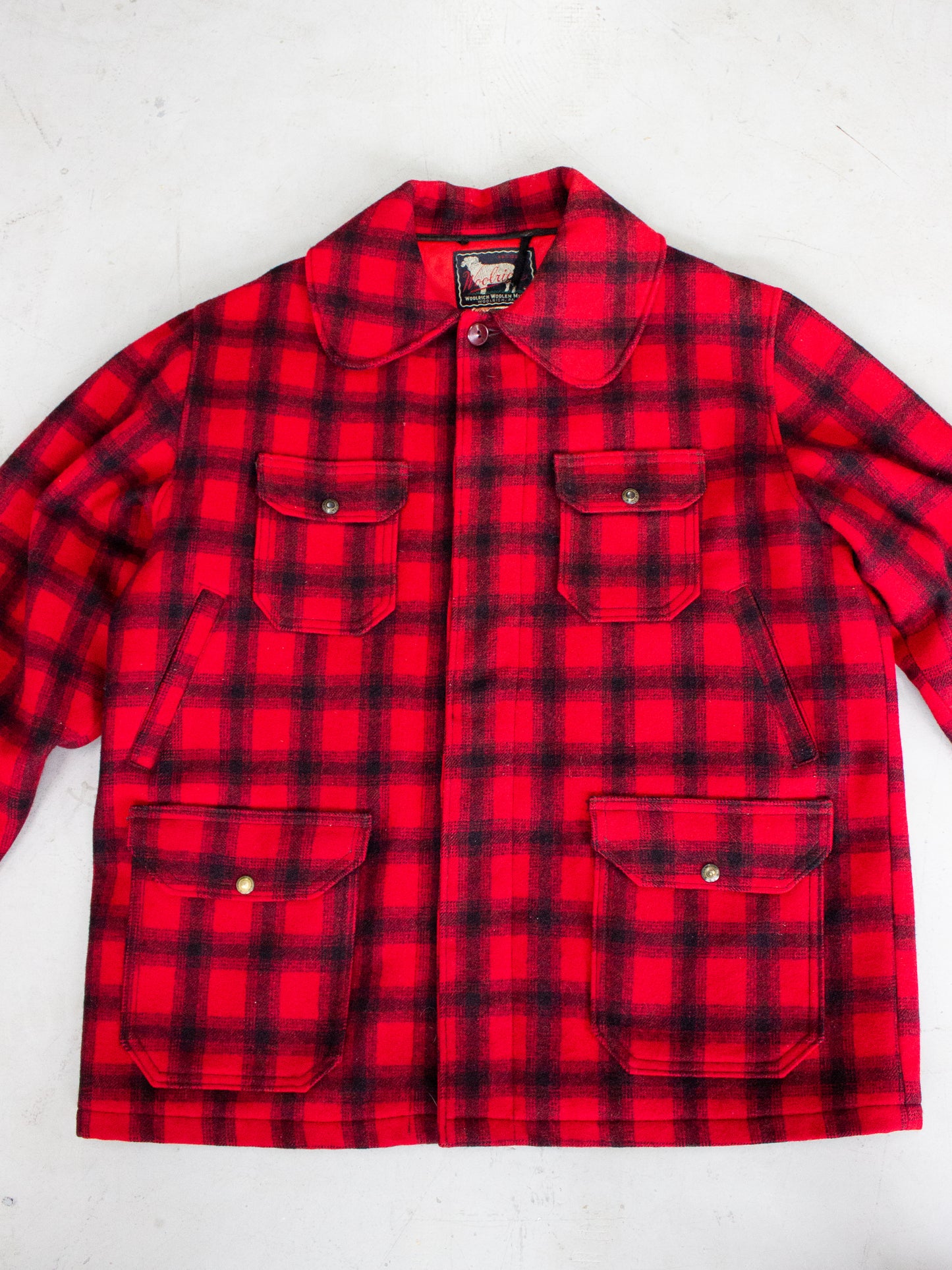 1950's-1960's Woolrich Red Buffalo Plaid Hunting Jacket Style 523 (X Large)