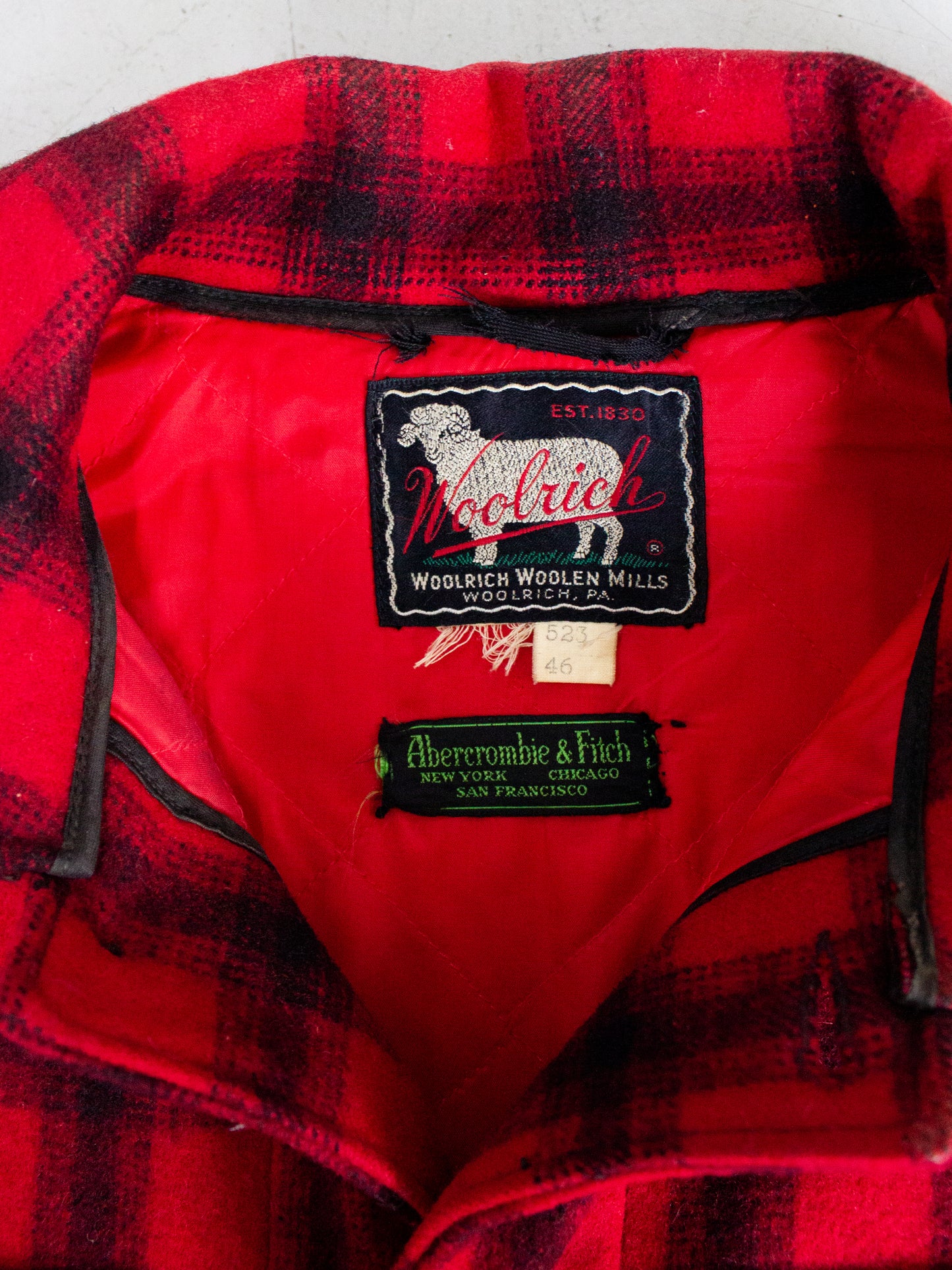 1950's-1960's Woolrich Red Buffalo Plaid Hunting Jacket Style 523 (X Large)