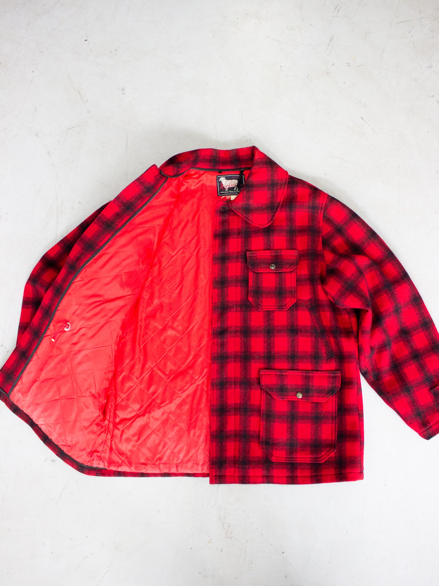 1950's-1960's Woolrich Red Buffalo Plaid Hunting Jacket Style 523 (X Large)