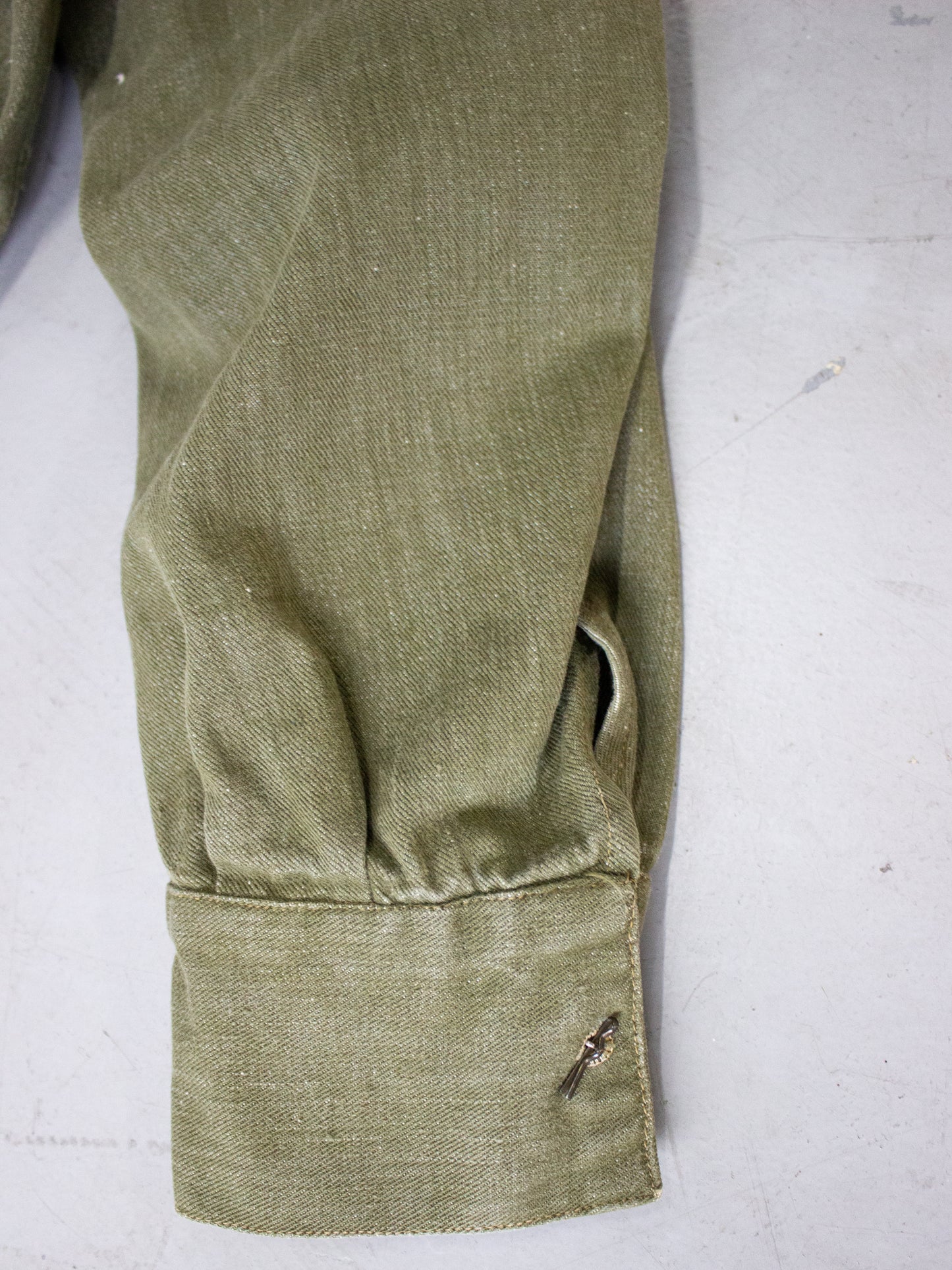 1950's British Military Royal Marines Overalls Blouse Jacket in Olive Green Cotton Label Dated 1952 (Size Medium - Large)