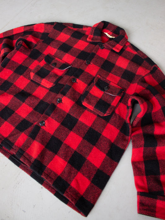 1950's Regent Red Buffalo Plaid Wool Flannel (Large-X Large)