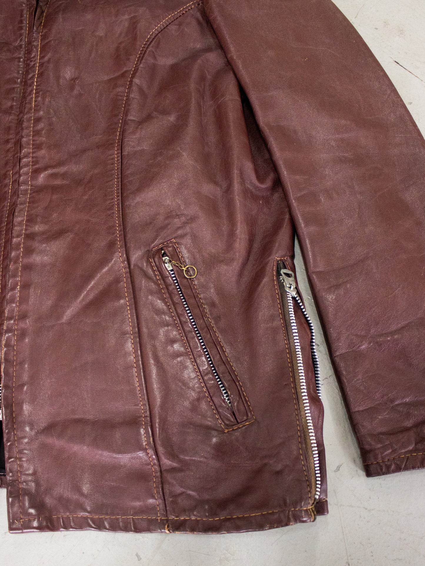 1960's Beau Breed Oxblood Brown Leather Cafe Racer Motorcycle Jacket Made in USA (Small-Medium)