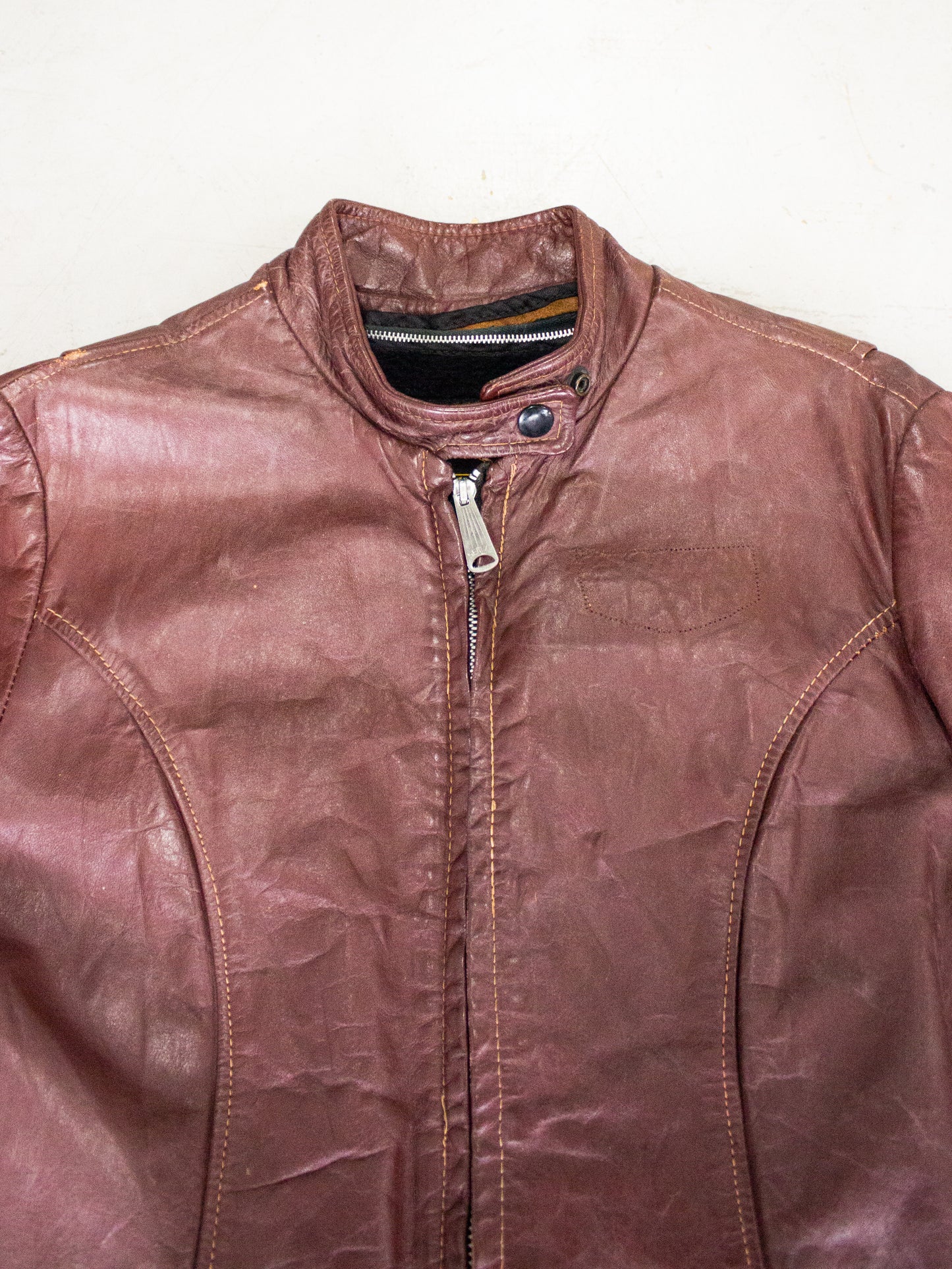 1960's Beau Breed Oxblood Brown Leather Cafe Racer Motorcycle Jacket Made in USA (Small-Medium)