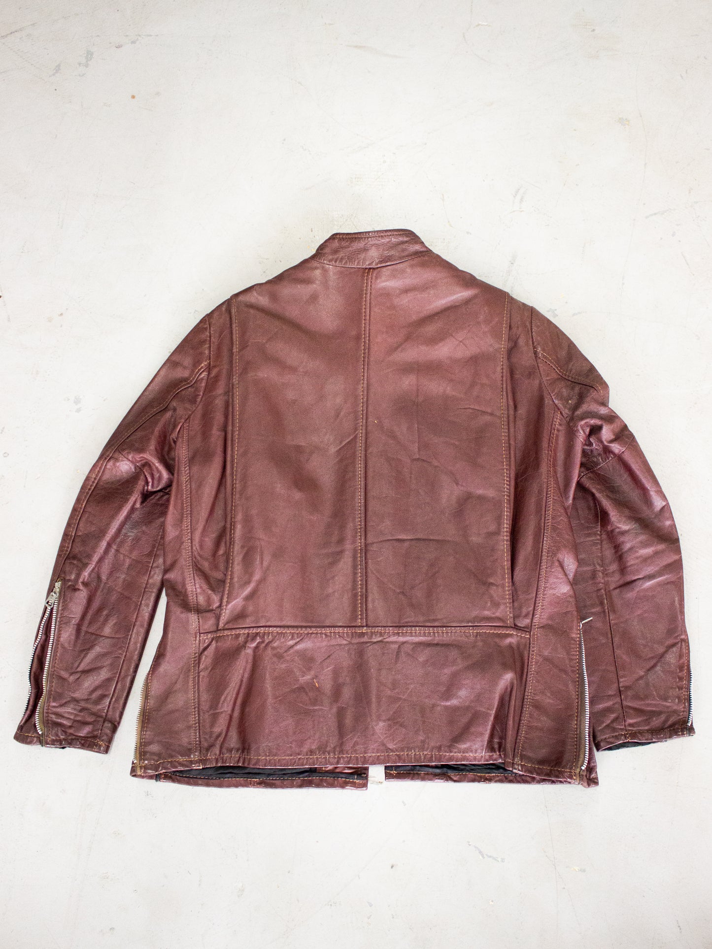 1960's Beau Breed Oxblood Brown Leather Cafe Racer Motorcycle Jacket Made in USA (Small-Medium)