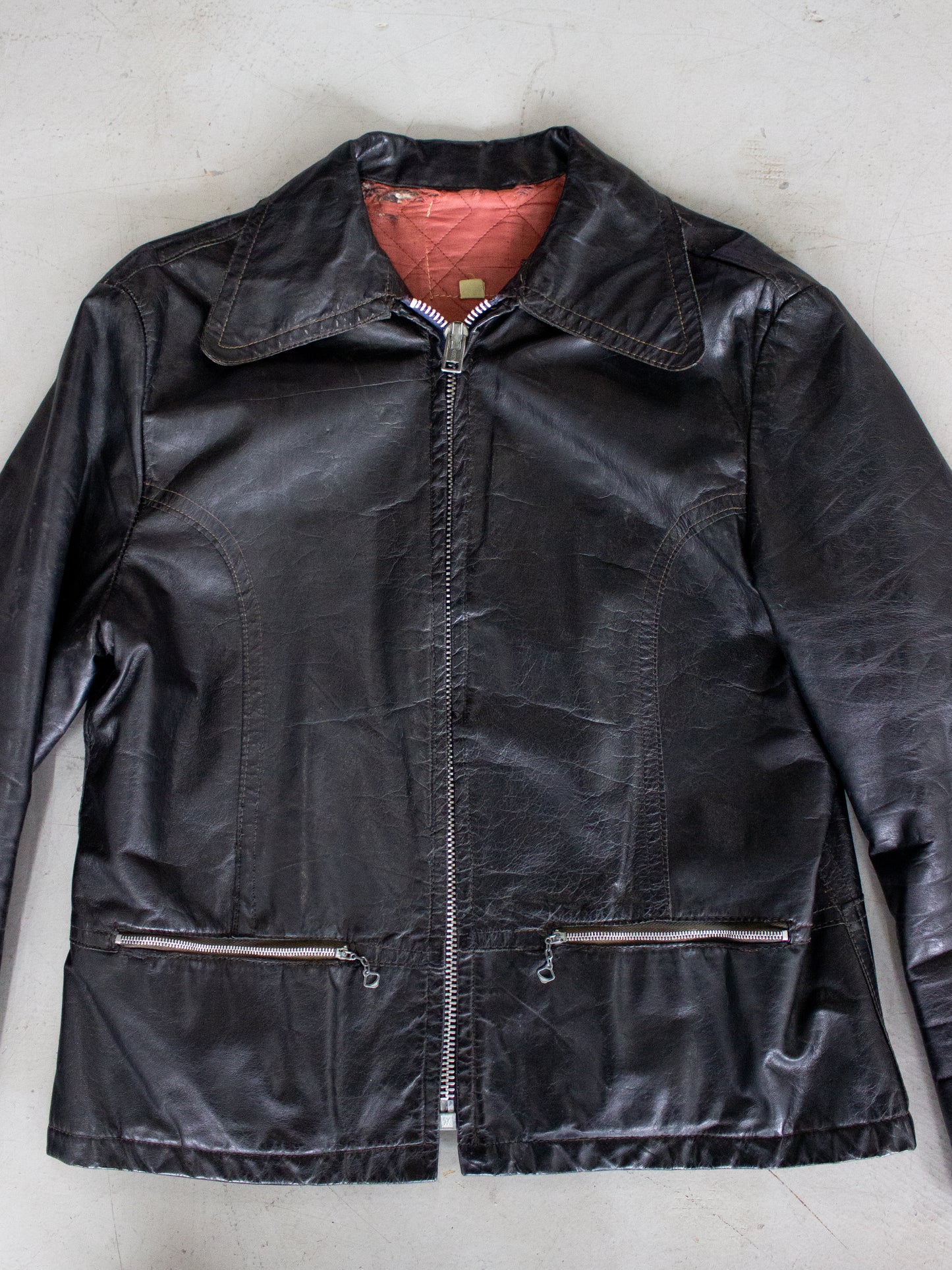 1960's Black Leather Jacket (Medium-Large)