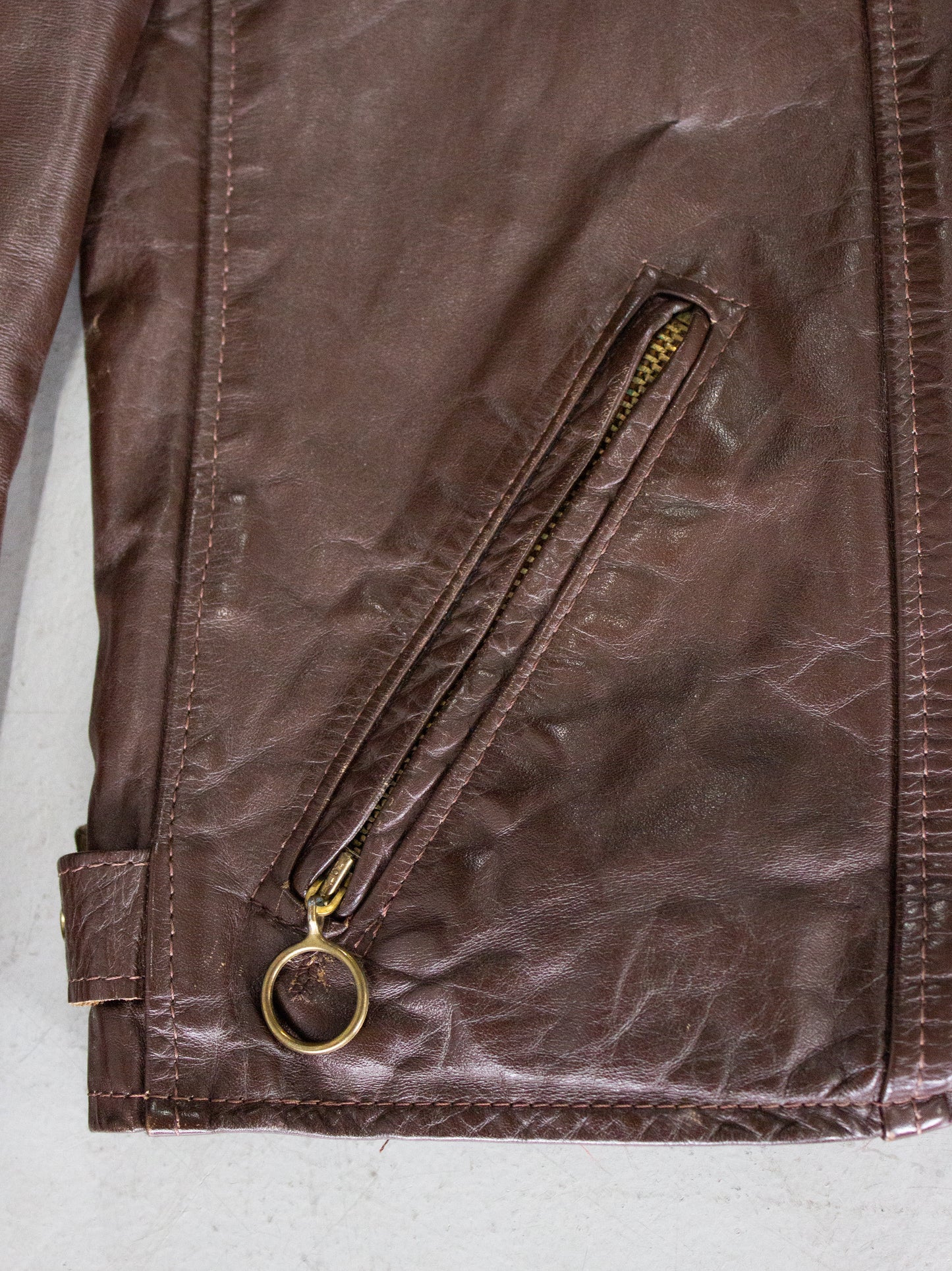 1960's Brooks Brown Leather Cafe Racer Motorcycle Jacket (Medium)