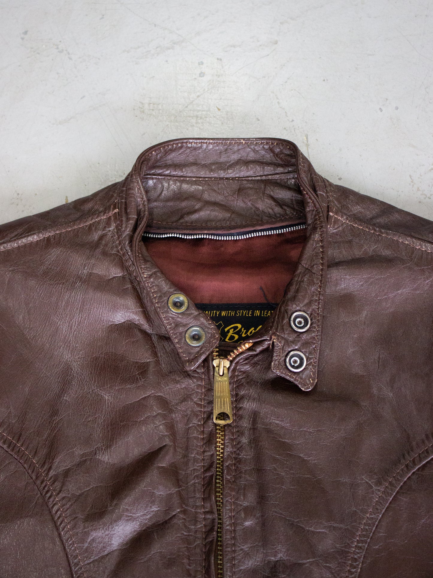 1960's Brooks Brown Leather Cafe Racer Motorcycle Jacket (Medium)