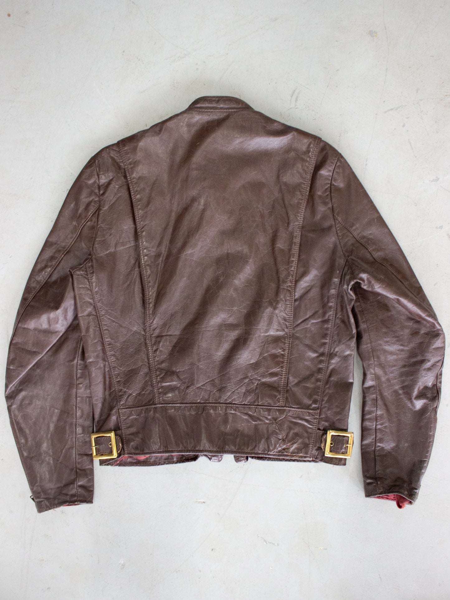 1960's Brooks Brown Leather Cafe Racer Motorcycle Jacket (Medium)