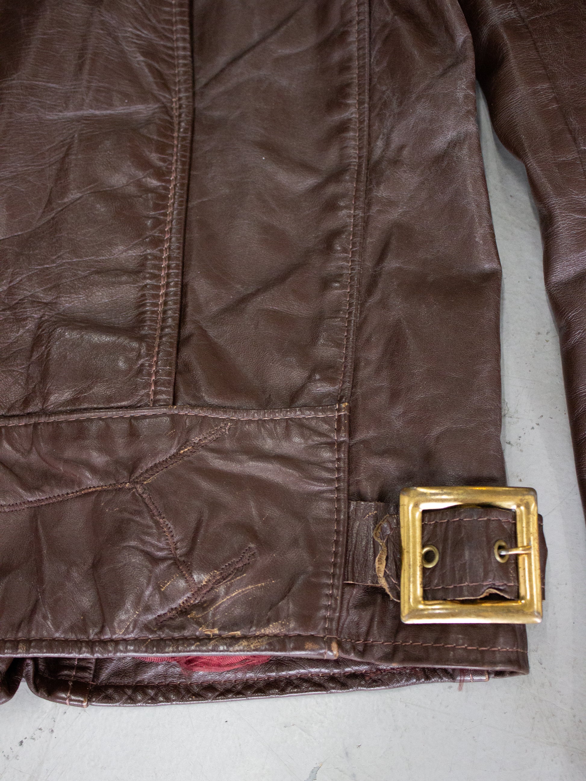 Vintage 1960 s Brooks Brown Leather Cafe Racer Motorcycle Jacket