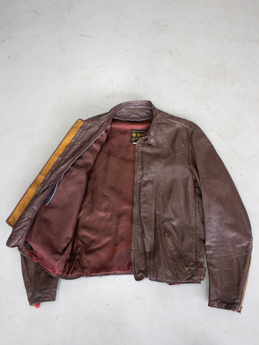 1960's Brooks Brown Leather Cafe Racer Motorcycle Jacket (Medium)