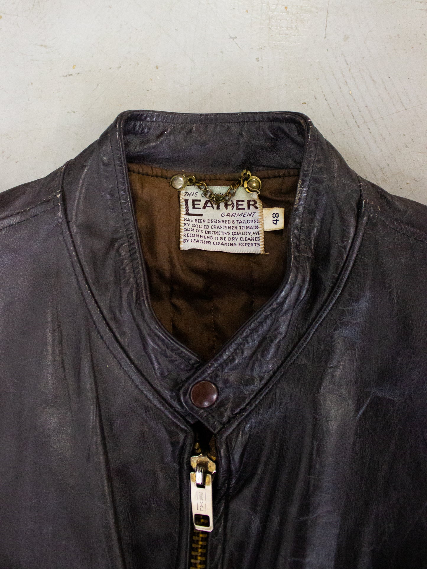 1960's Brown Leather Cafe Racer Motorcycle Jacket (Large)