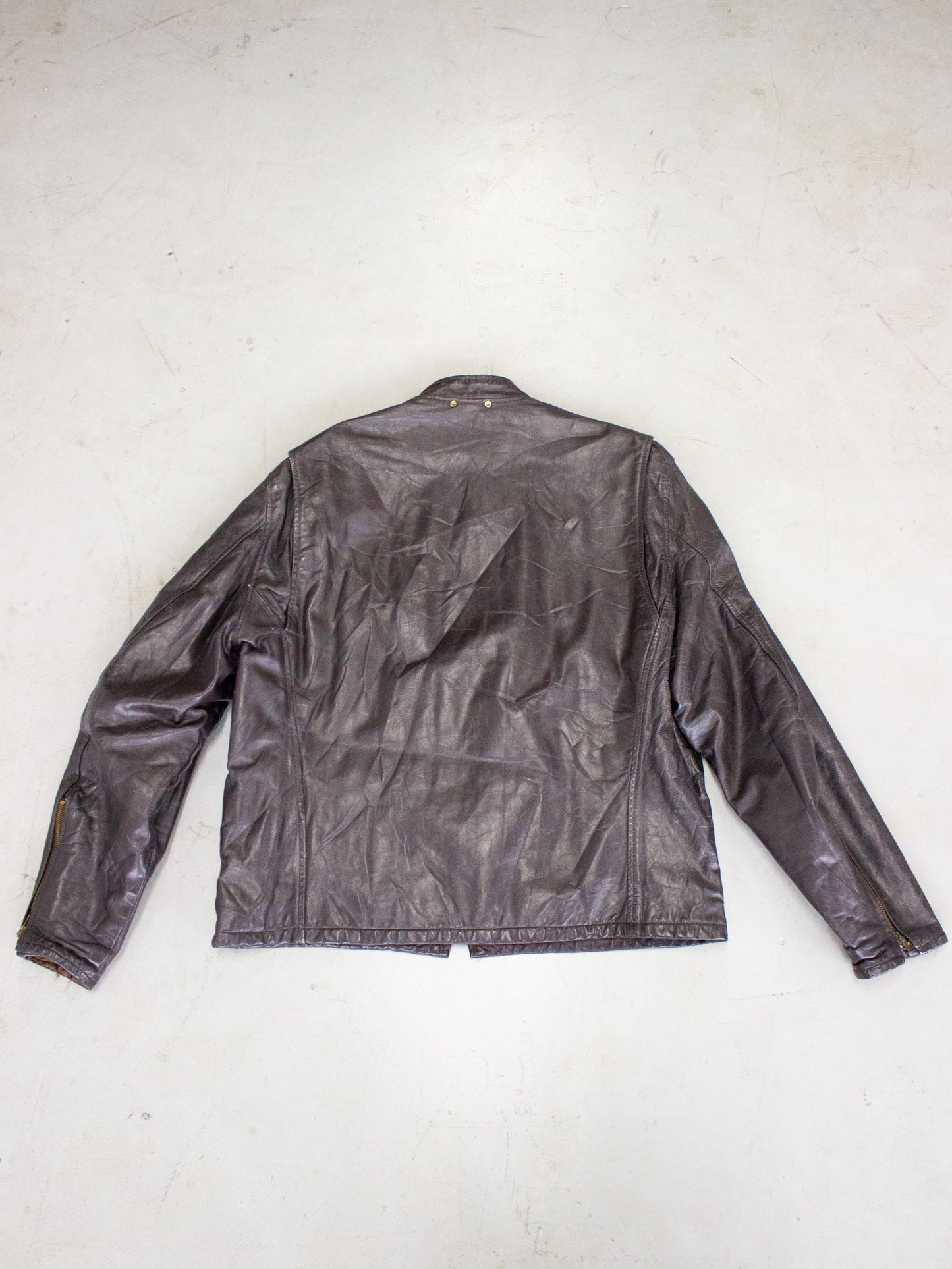 1960's Brown Leather Cafe Racer Motorcycle Jacket (Large)