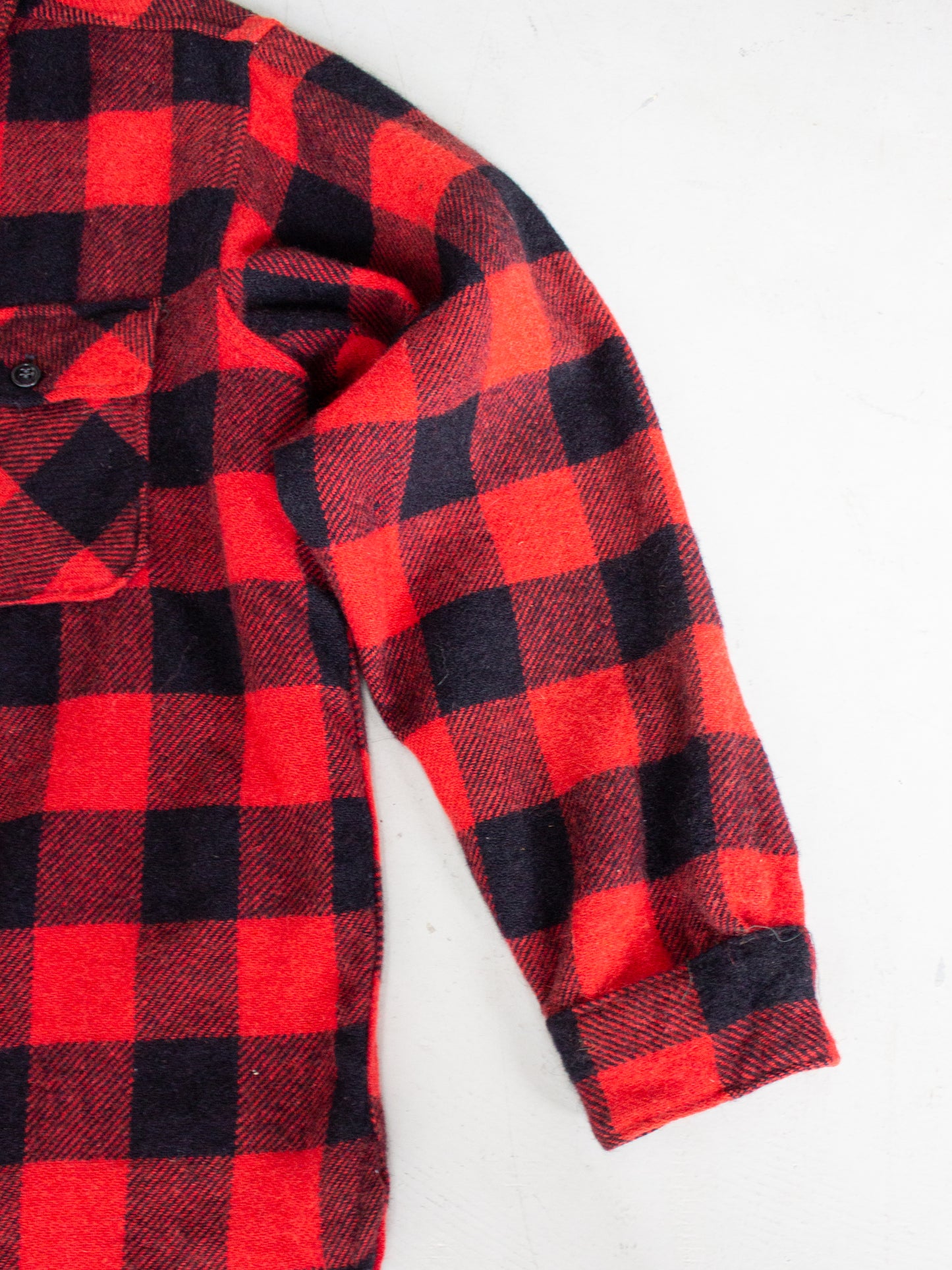 1960's King Kole Red Buffalo Plaid Wool Flannel (Medium-Large)