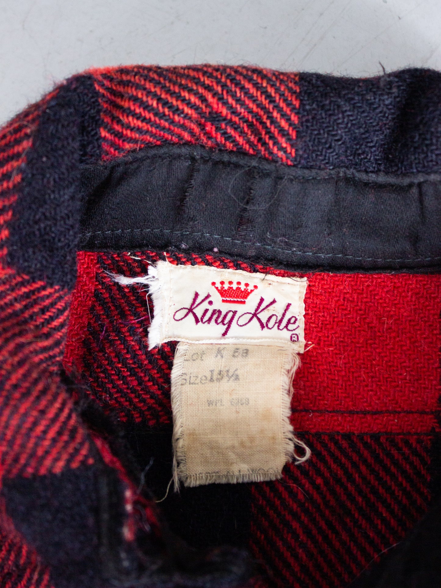 1960's King Kole Red Buffalo Plaid Wool Flannel (Medium-Large)