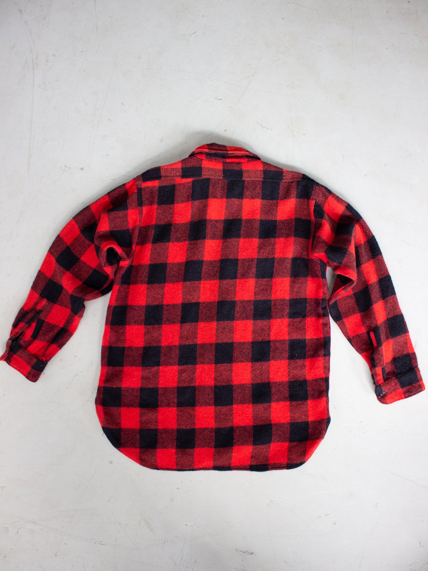 1960's King Kole Red Buffalo Plaid Wool Flannel (Medium-Large)