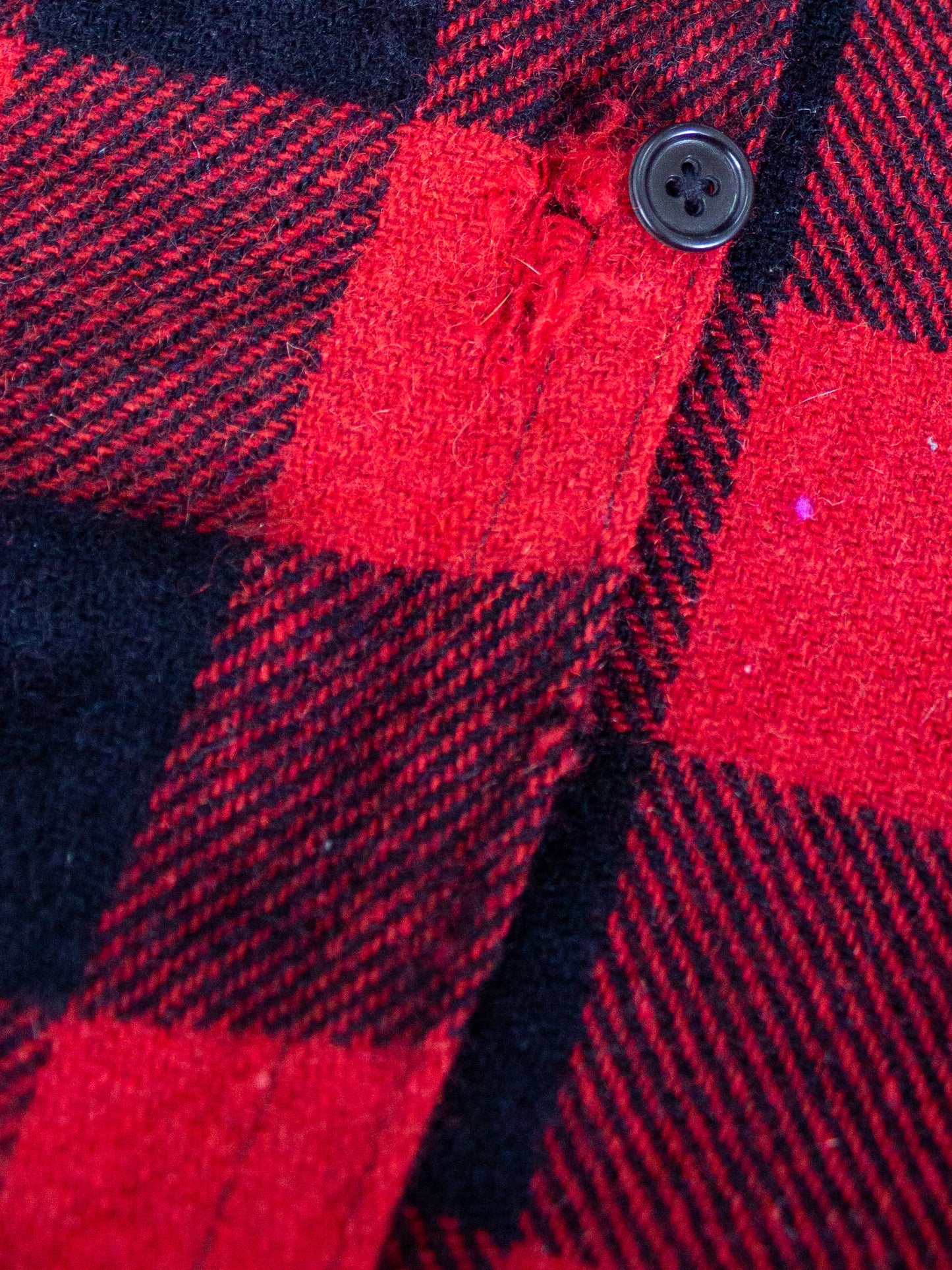 1960's King Kole Red Buffalo Plaid Wool Flannel (Medium-Large)