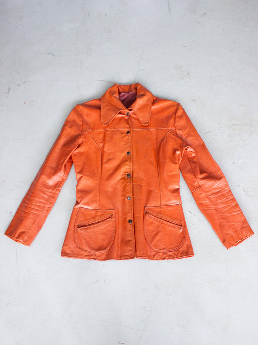 1960's Orange Leather Jacket (Small)