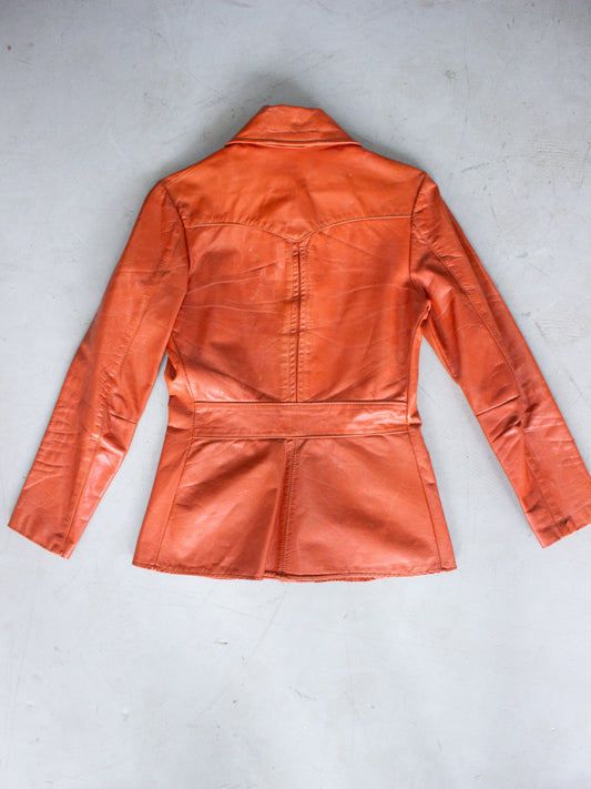 1960's Orange Leather Jacket (Small)