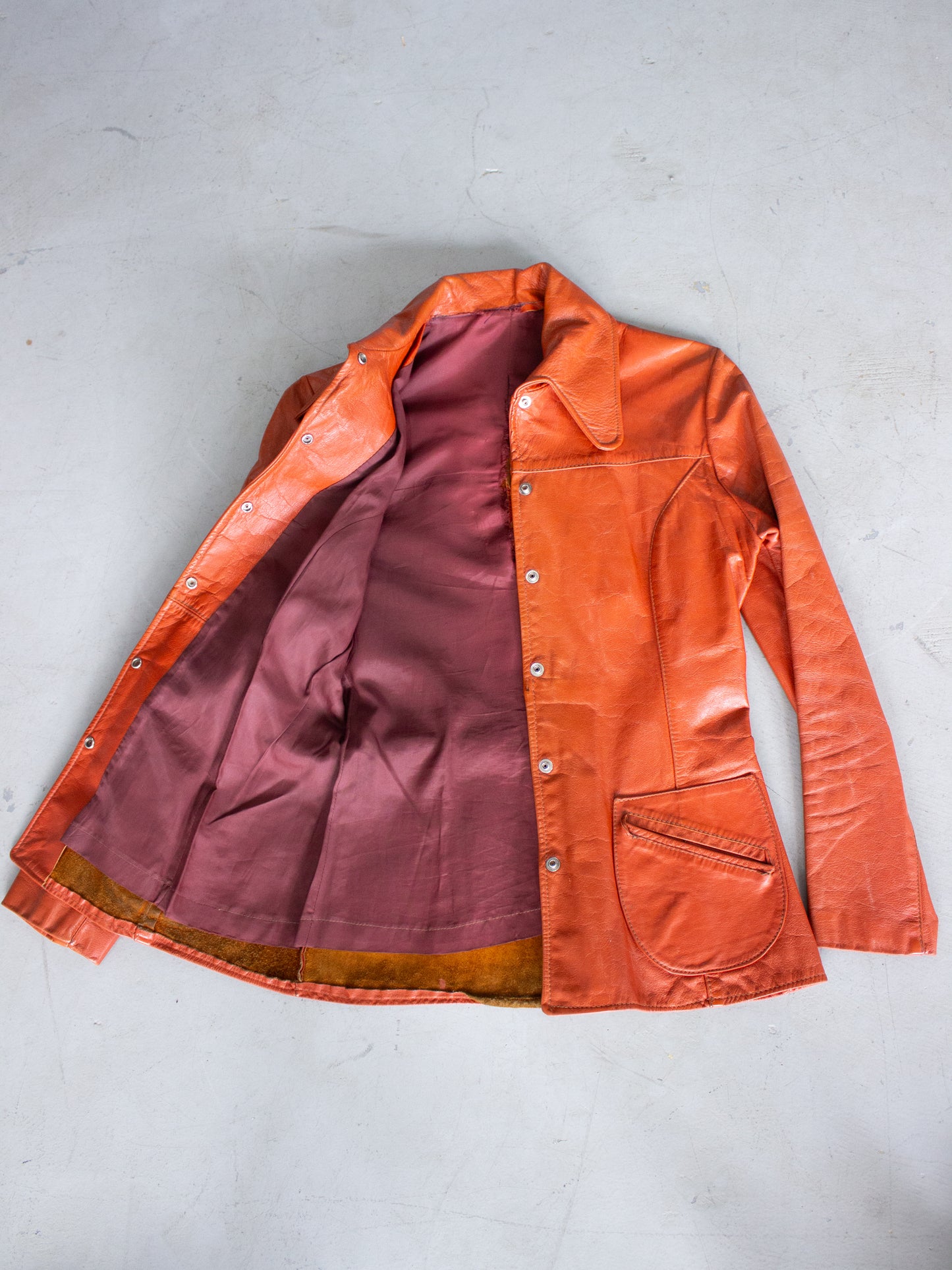 1960's Orange Leather Jacket (Small)