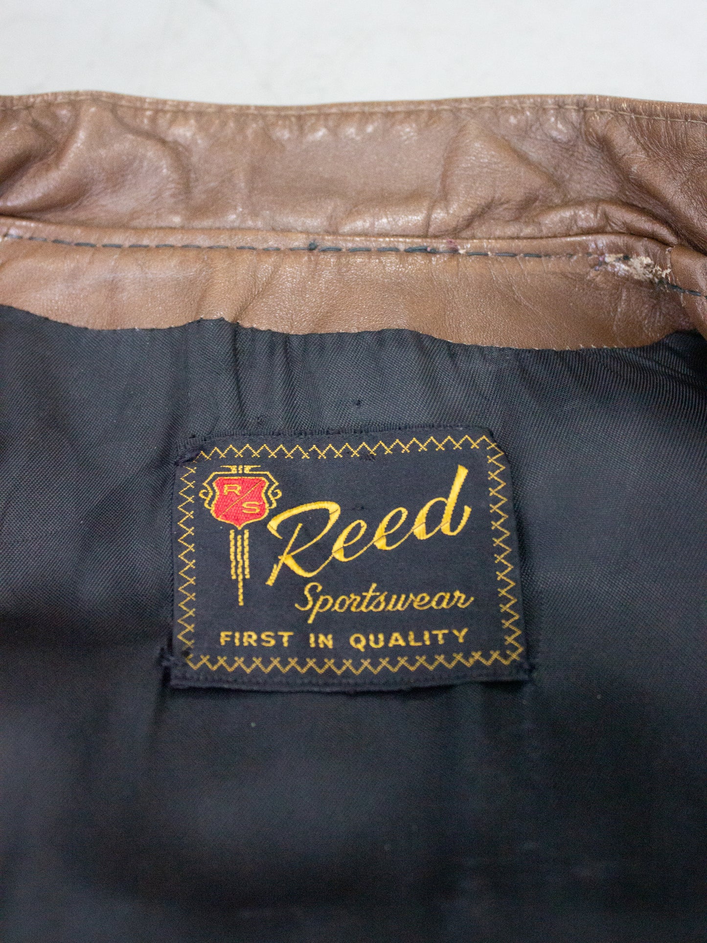 1960's Reed Sportswear Brown Leather Cafe Racer Motorcycle Jacket (Medium)