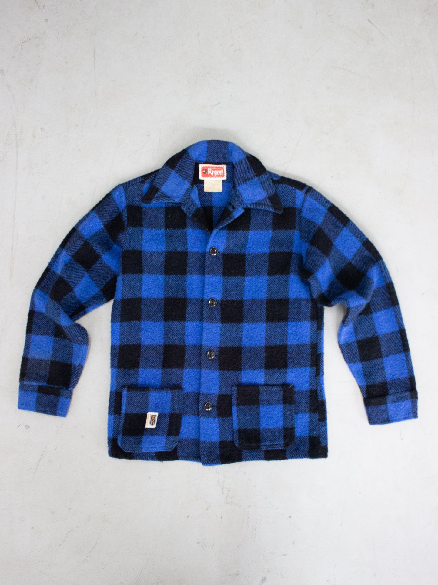 1960's Regent Blue Buffalo Plaid Wool Flannel (X Small-Small)