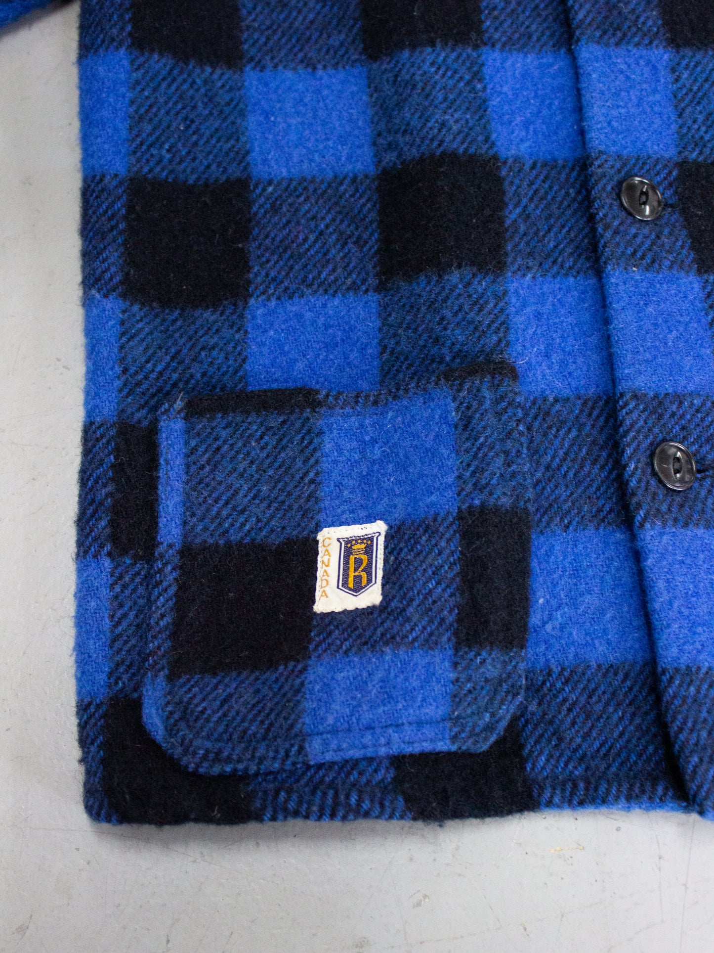 1960's Regent Blue Buffalo Plaid Wool Flannel (X Small-Small)