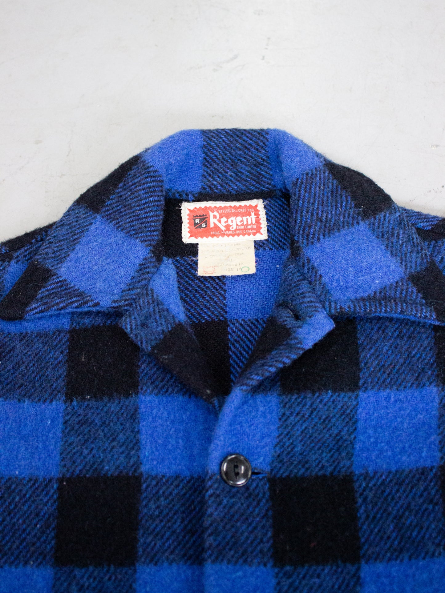 1960's Regent Blue Buffalo Plaid Wool Flannel (X Small-Small)