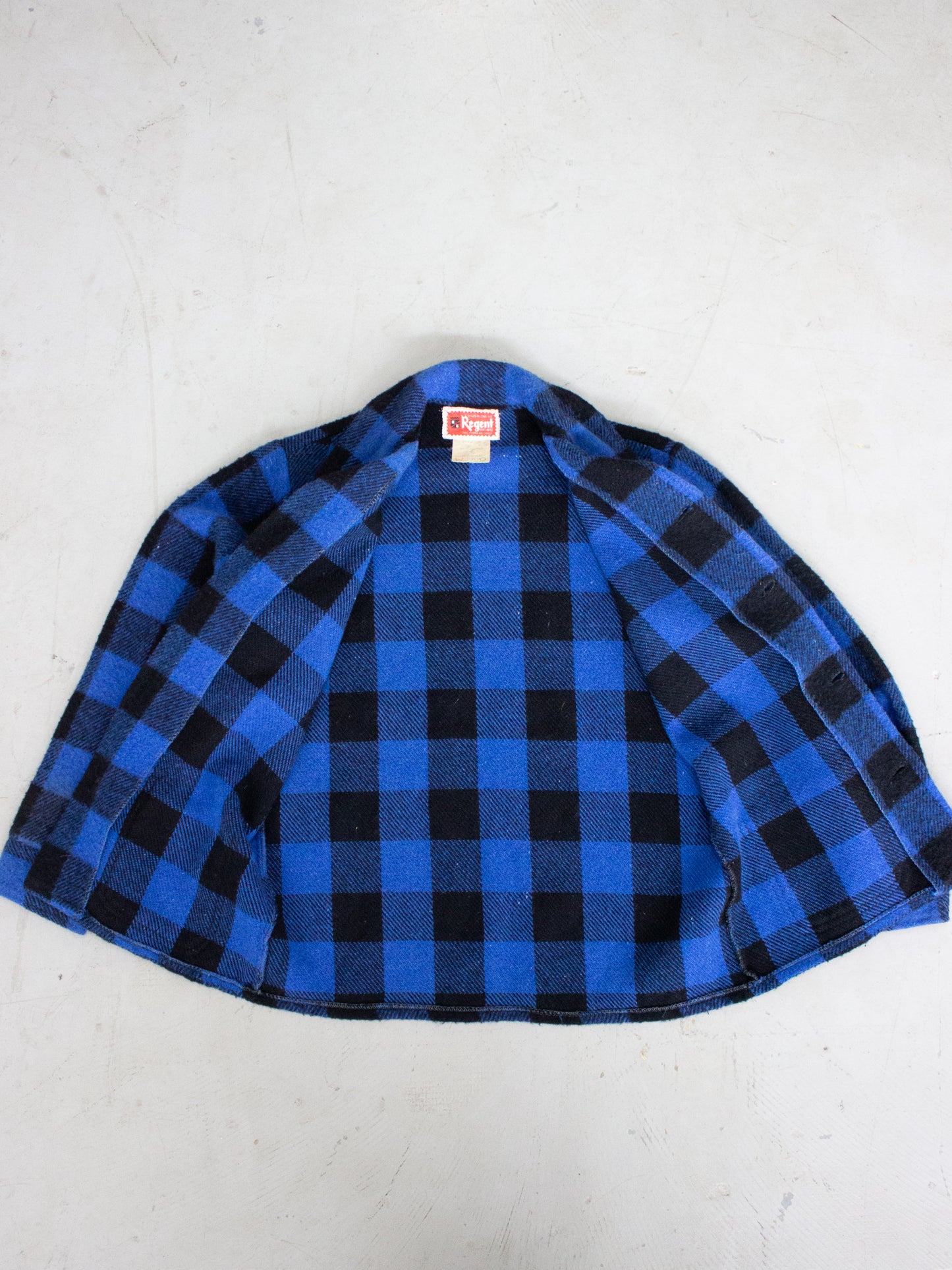 1960's Regent Blue Buffalo Plaid Wool Flannel (X Small-Small)