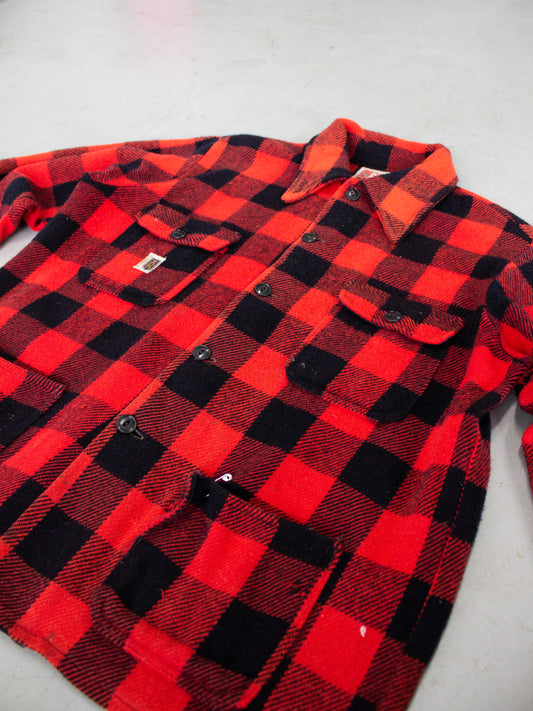 1960's Regent Red Buffalo Plaid Wool Flannel (Large)