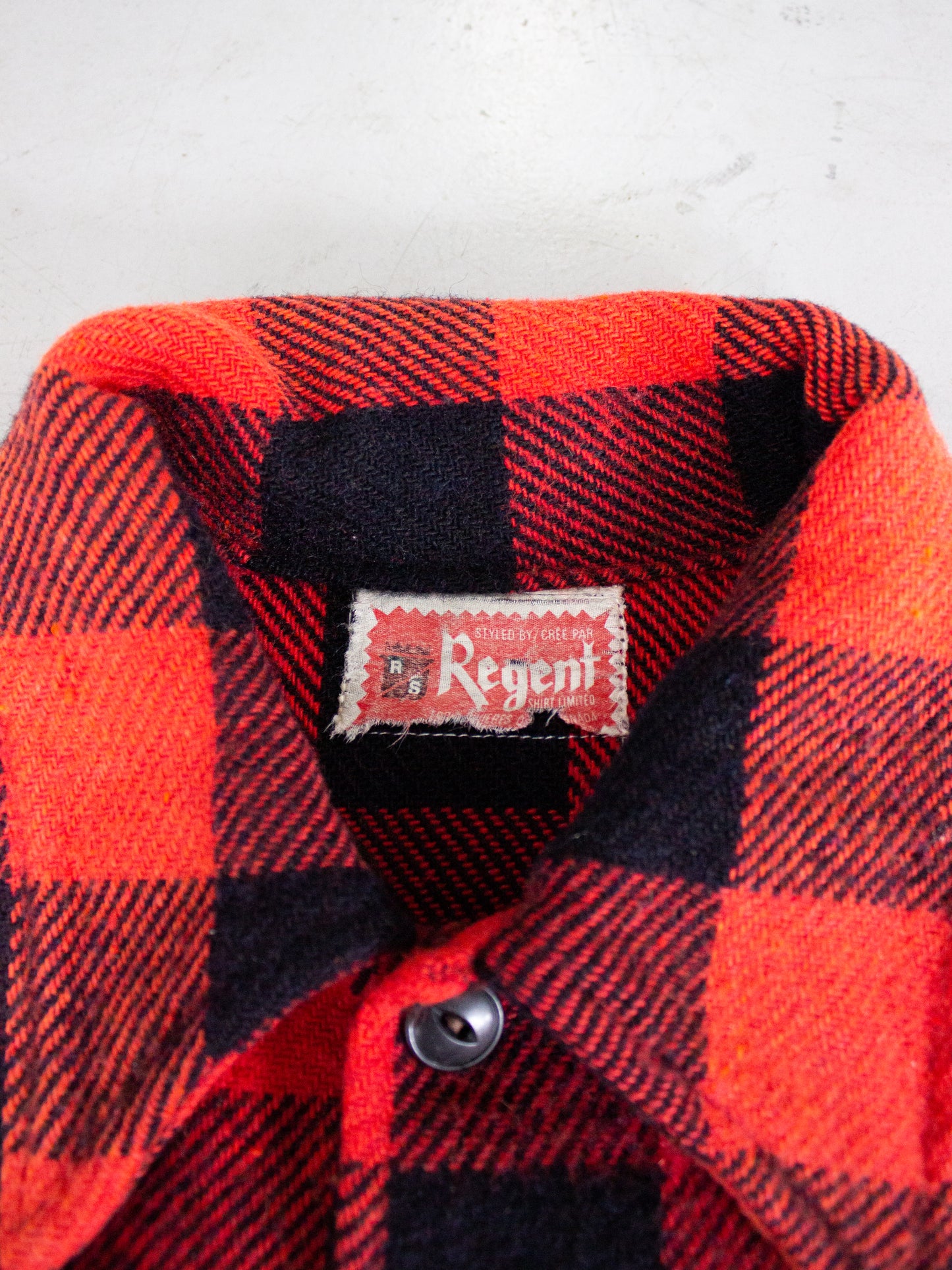 1960's Regent Red Buffalo Plaid Wool Flannel (Large)