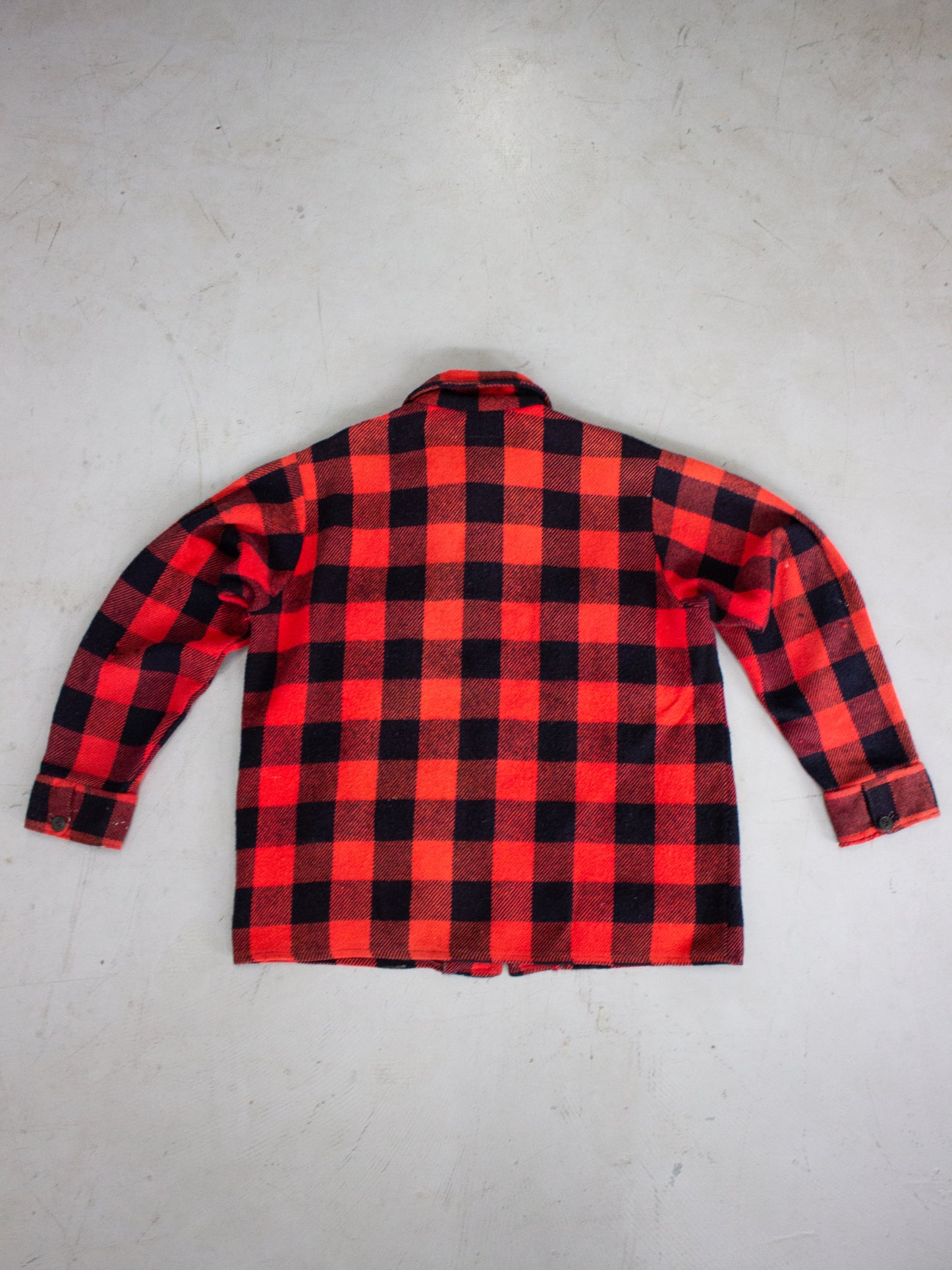 1960's Regent Red Buffalo Plaid Wool Flannel (Large)