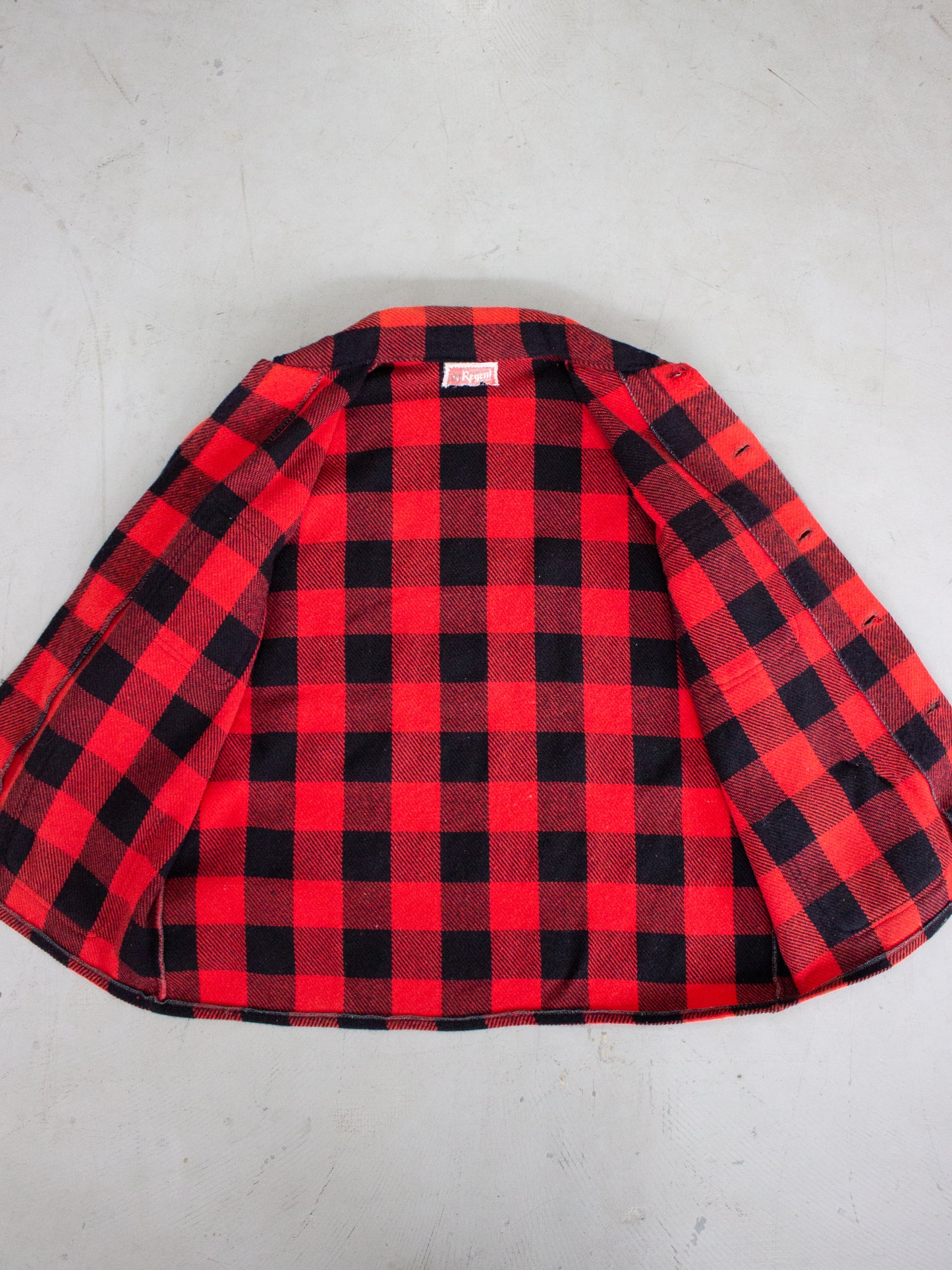 1960's Regent Red Buffalo Plaid Wool Flannel (Large)