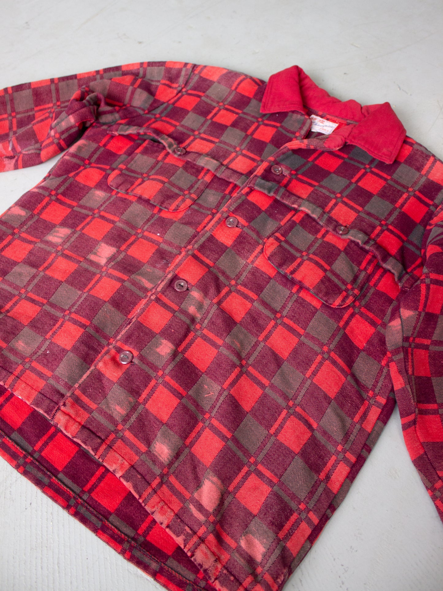 1970's-1980's Champion Plaid Flannel Cotton Shirt (Large-X Large)