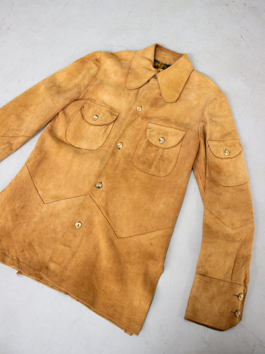 1970's Buckskin Suede Leather Jacket By JJ Made In Canada (Small)