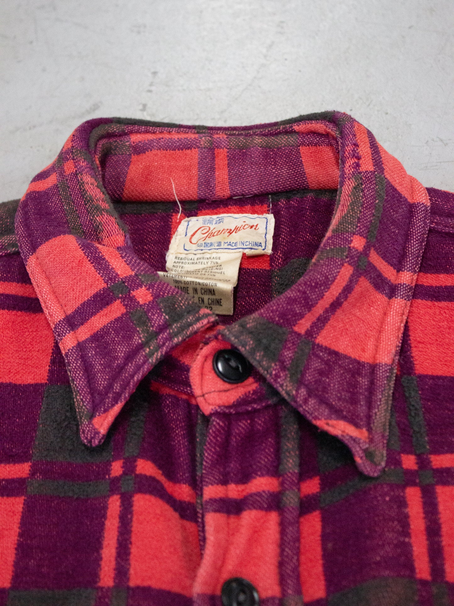 1970's Champion Plaid Flannel Cotton Shirt Jacket (Medium-Large)