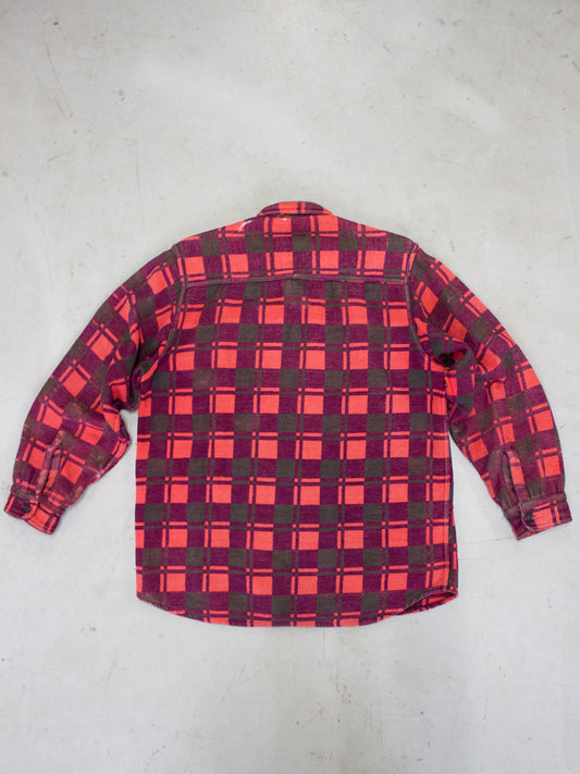 1970's Champion Plaid Flannel Cotton Shirt Jacket (Medium-Large)