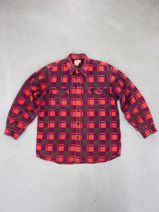 1970's Champion Plaid Flannel Cotton Shirt Jacket (Medium-Large)