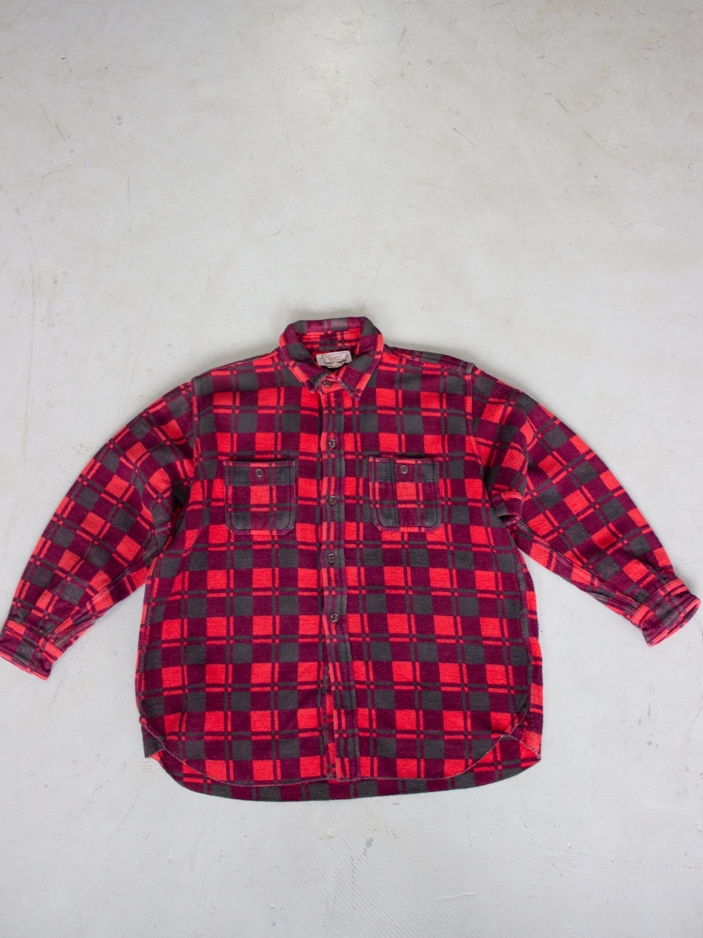 1970's Champion Plaid Flannel Cotton Shirt (Large-X Large)