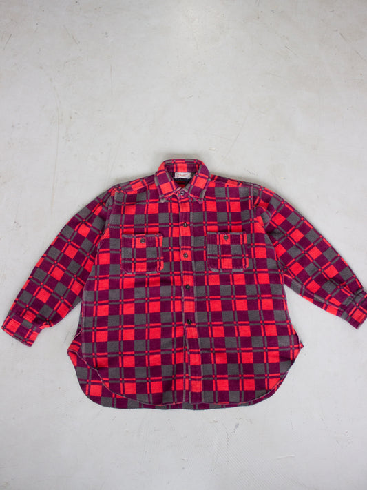 1970's Champion Plaid Flannel Cotton Shirt (Large)