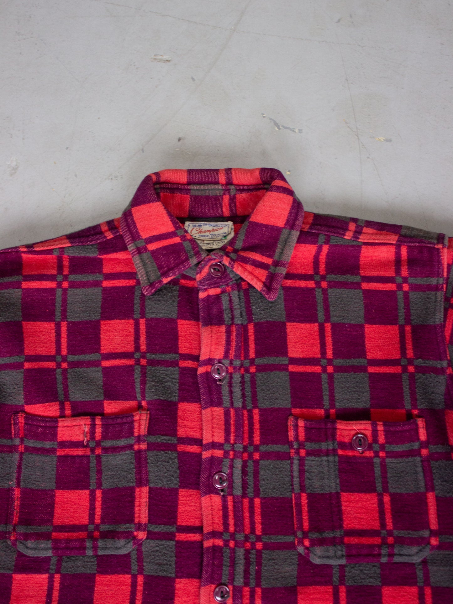 1970's Champion Plaid Flannel Cotton Shirt (Medium-Large)