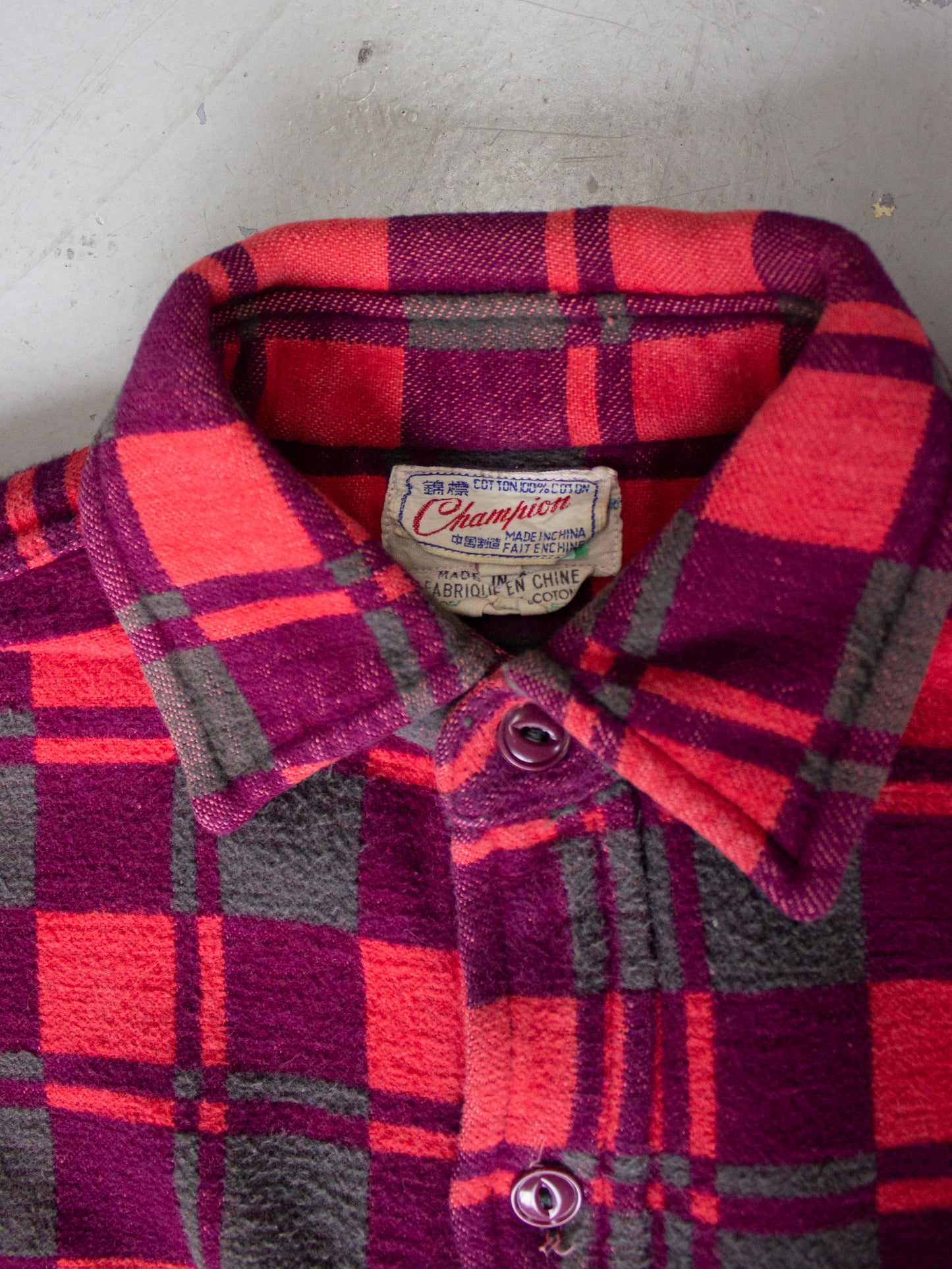 1970's Champion Plaid Flannel Cotton Shirt (Medium-Large)