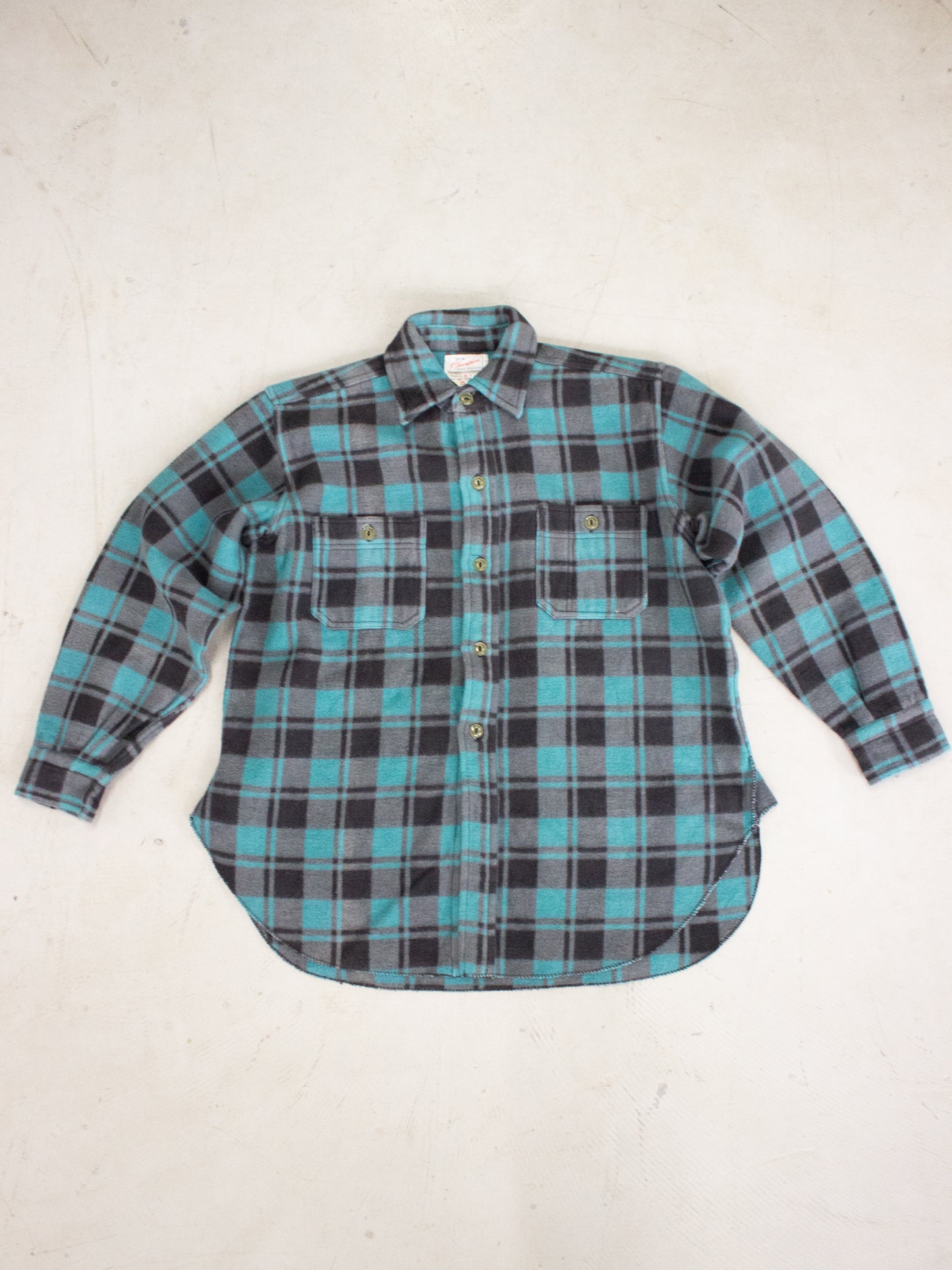 1970's Champion Plaid Flannel Cotton Shirt (Medium-Large)