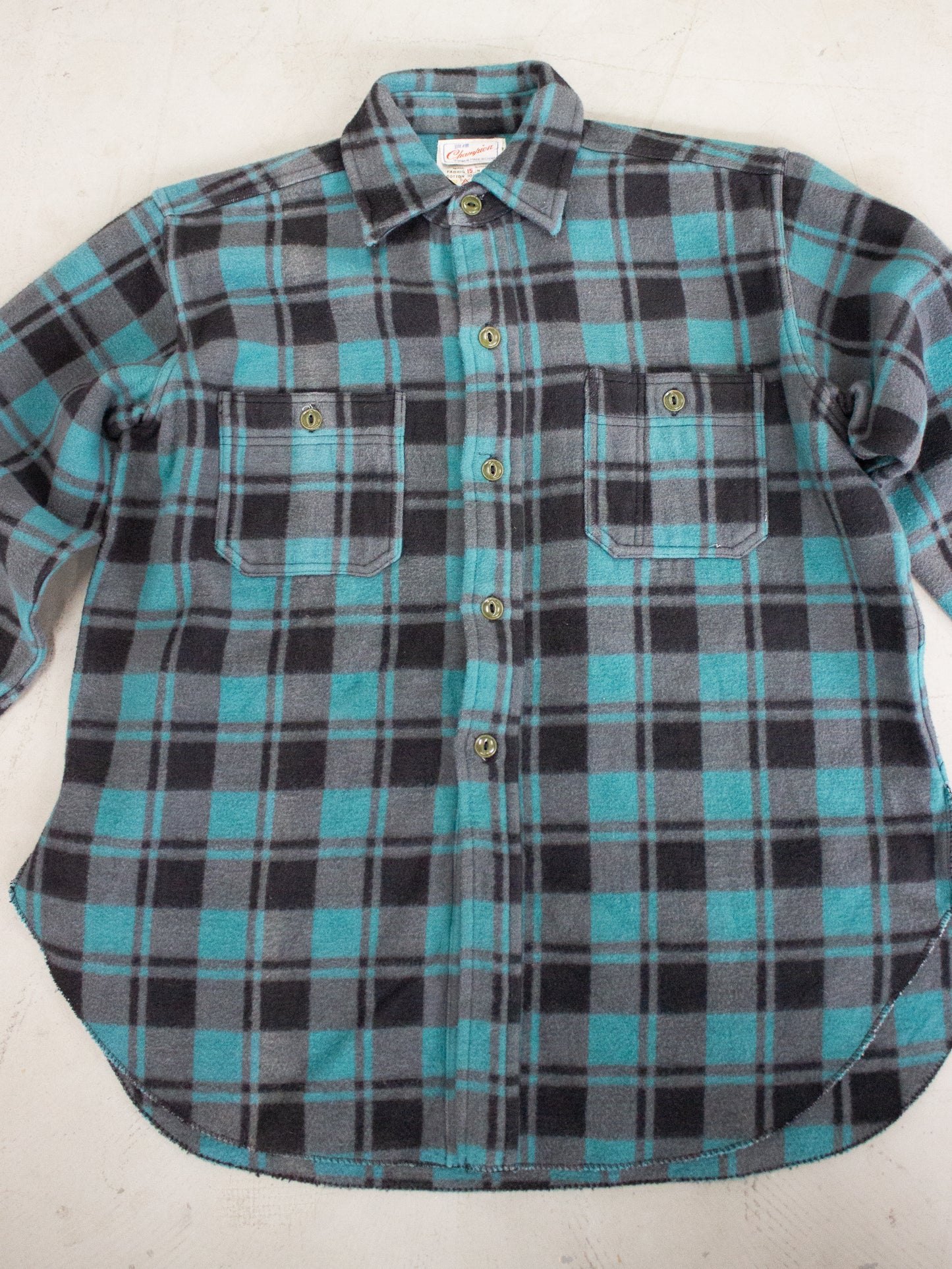 1970's Champion Plaid Flannel Cotton Shirt (Medium-Large)