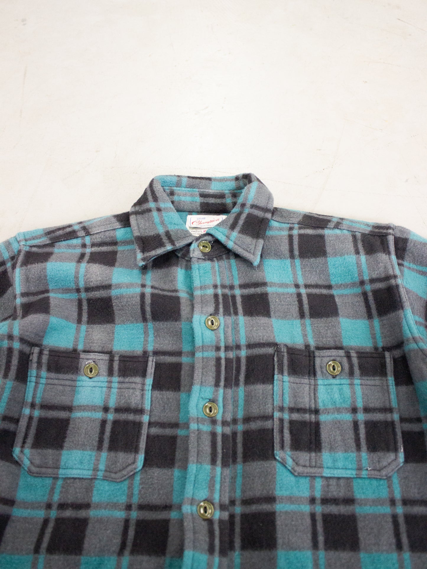 1970's Champion Plaid Flannel Cotton Shirt (Medium-Large)