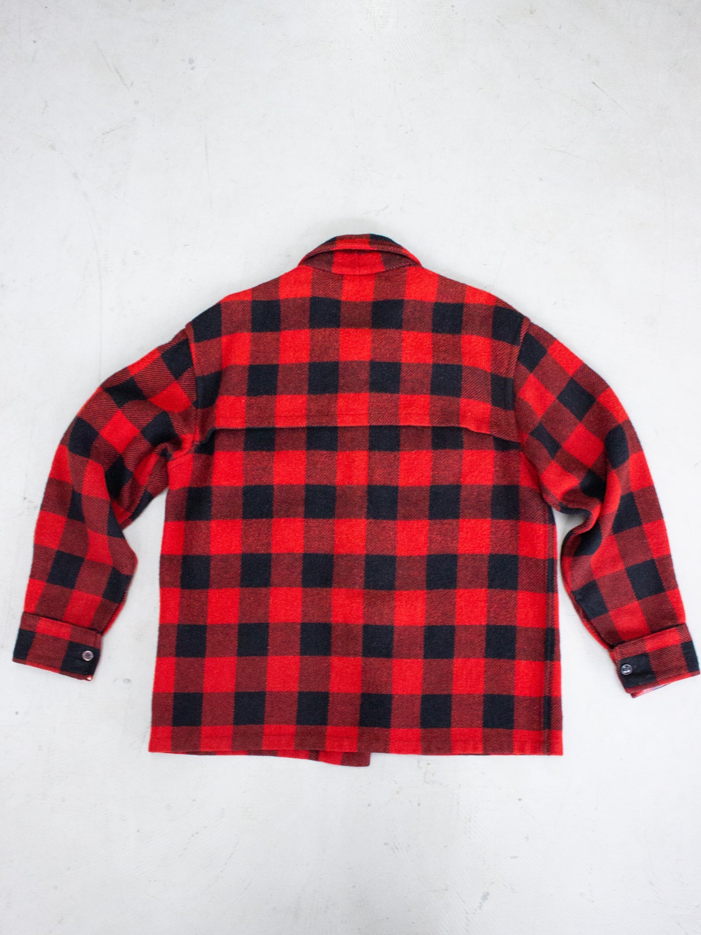 1970's Cockatoo Red Buffalo Plaid Wool Flannel (Large)