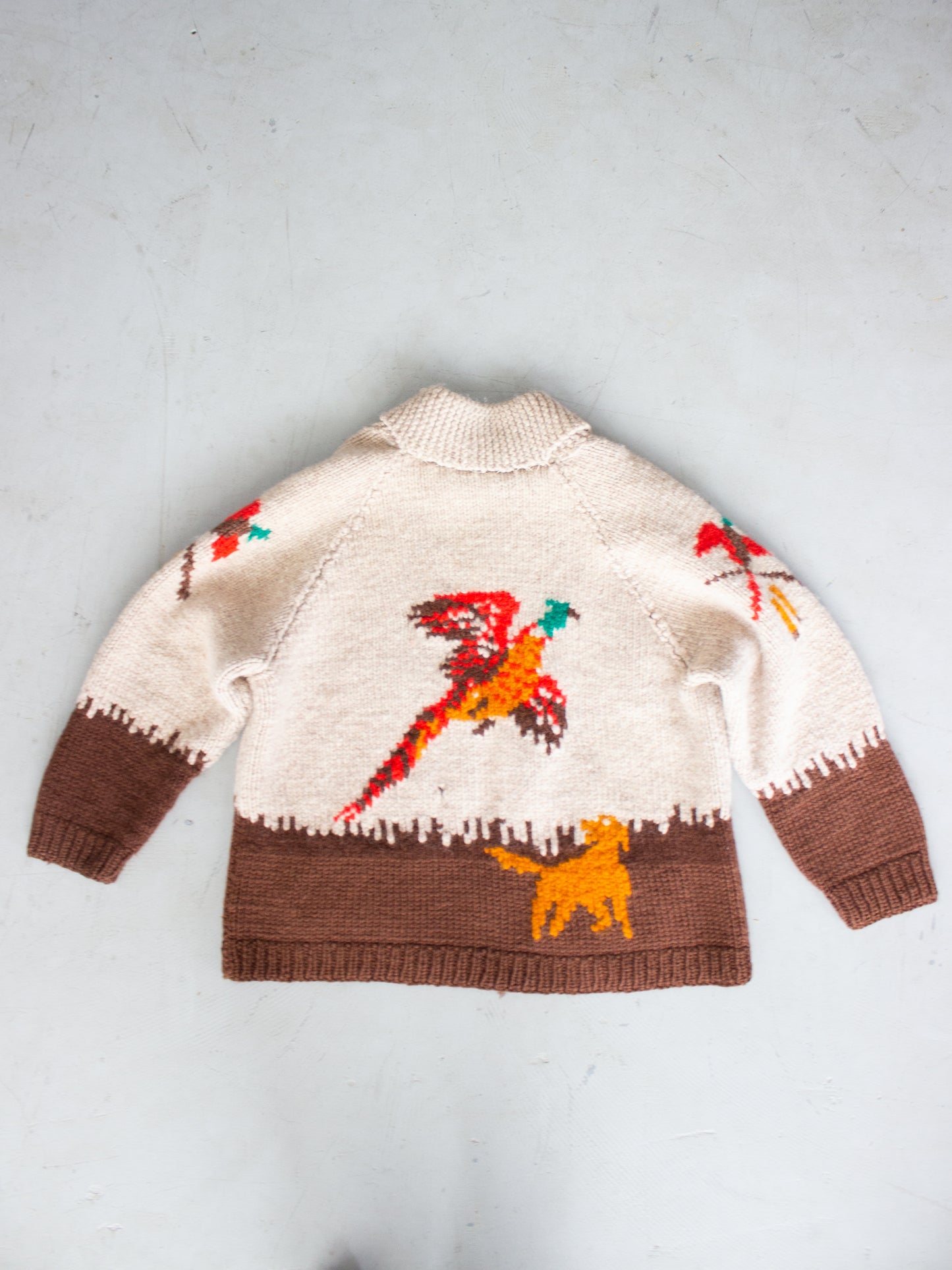 1970's Duck Hunting Wool Cowichan Knit Sweater Talon Zipper (X Large)