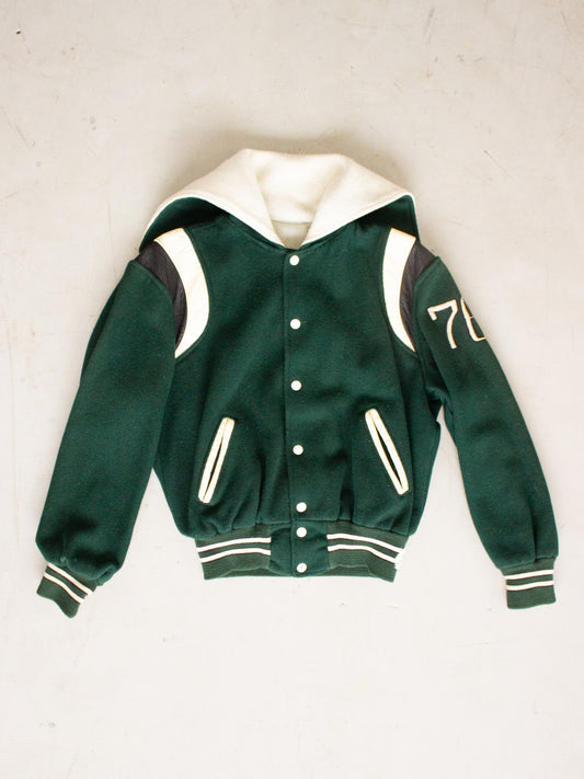 1970's Elyria Catholic School Wool Leather Varsity Jacket (Small-Medium)
