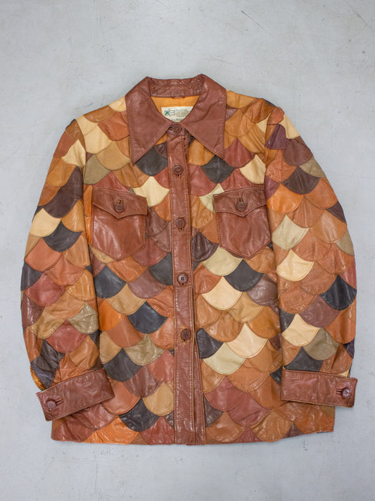 1970's Fish Scale Leather Patchwork Jacket K Mart (Medium-Large)