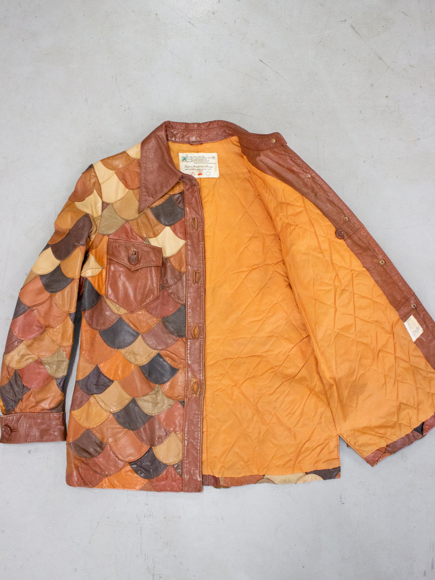 1970's Fish Scale Leather Patchwork Jacket K Mart (Medium-Large)