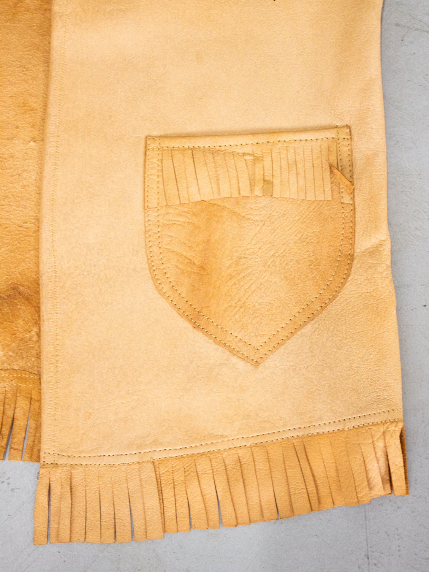 1970's Fringe Tan Buckskin Leather Vest (Small-Medium)